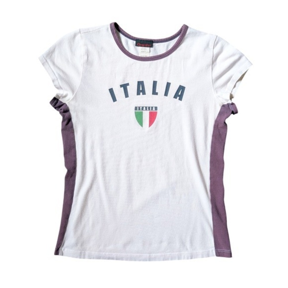 Candy Rain 90s Y2K Sporty Euro Summer Purple Stripe Italian Flag Baby Tee-Shirt